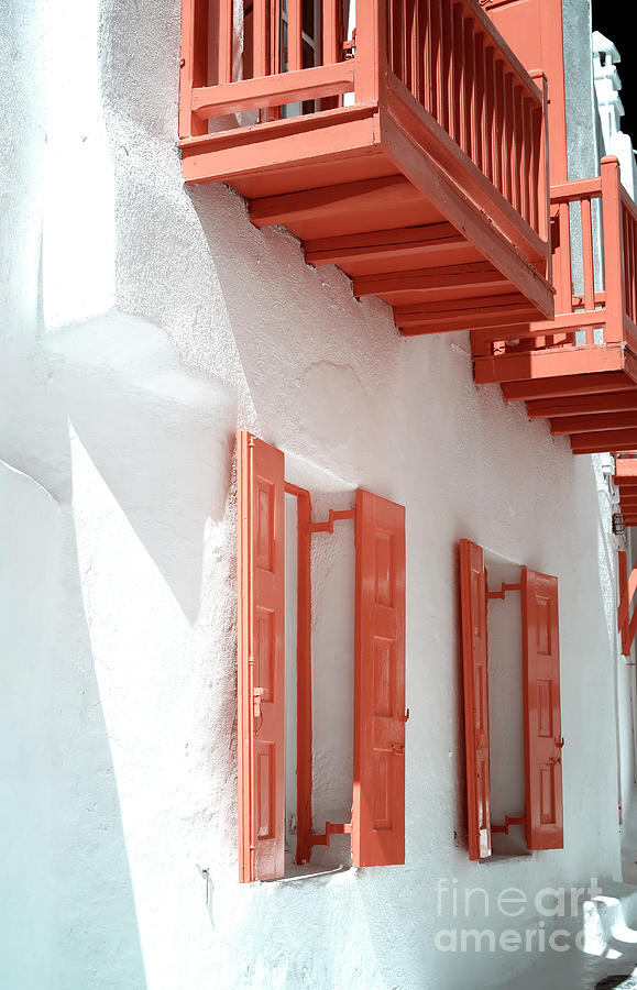 Coordinated Colors in Mykonos Town infrared Photograph by John Rizzuto