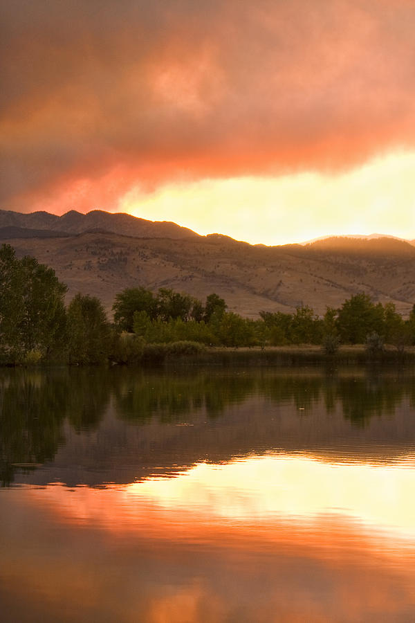 Coot Lake Wild Fire Sunset Photograph