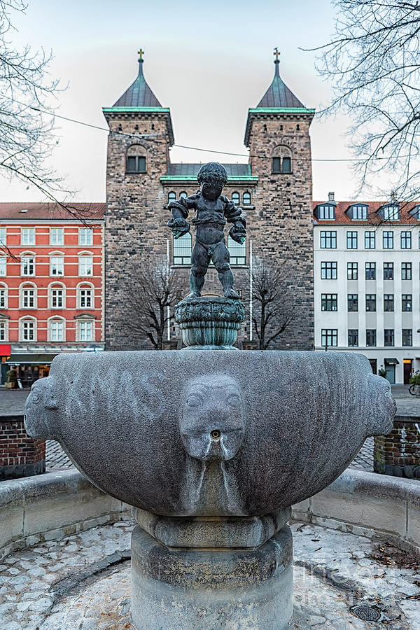 Copenhagen Eliaskirken Fountain Photograph by Antony McAulay