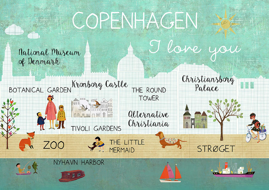 Copenhagen I love you Mixed Media by Claudia Schoen