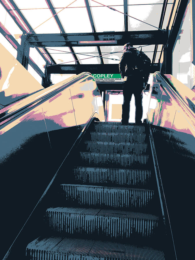Boston Mixed Media - Copley Escalator by Shay Culligan