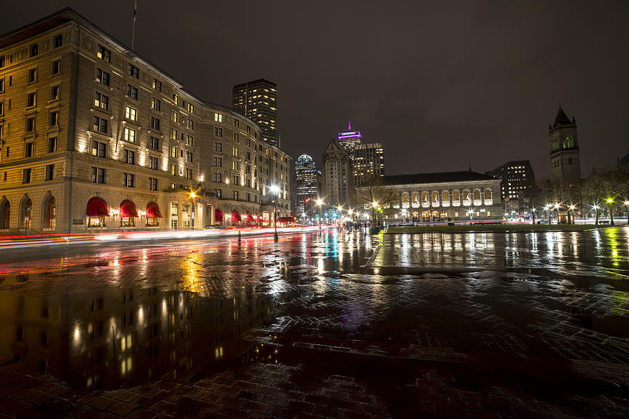 Boston Photograph - Copley Fairmont Boston Public Library Rainy Nights by Toby McGuire