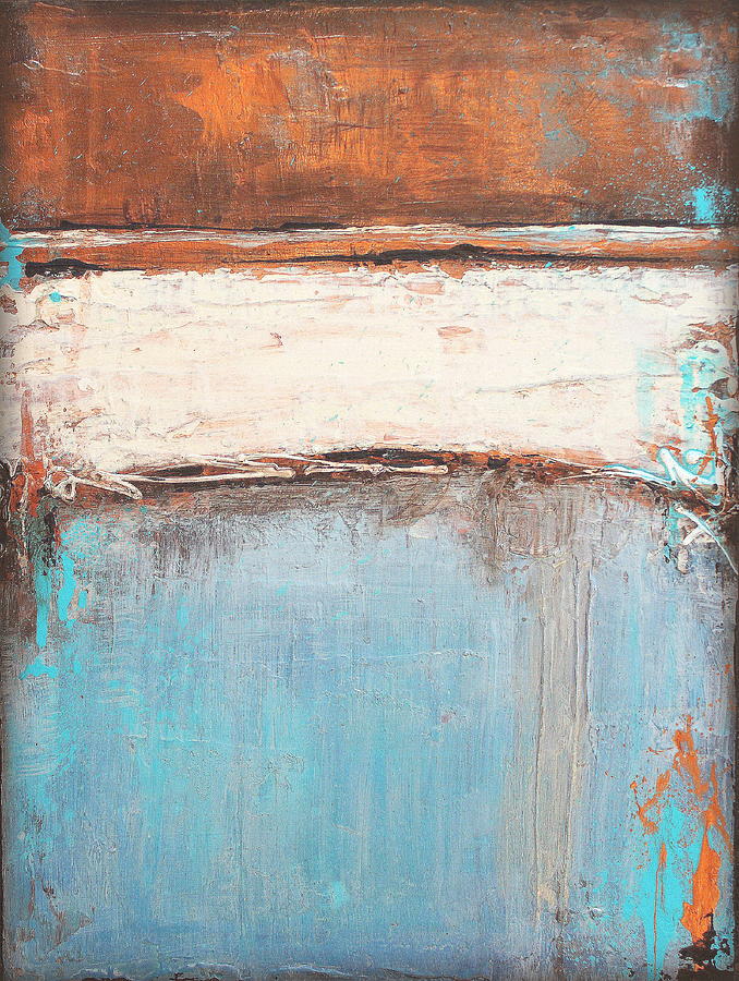 Copper And Blue Abstract Painting