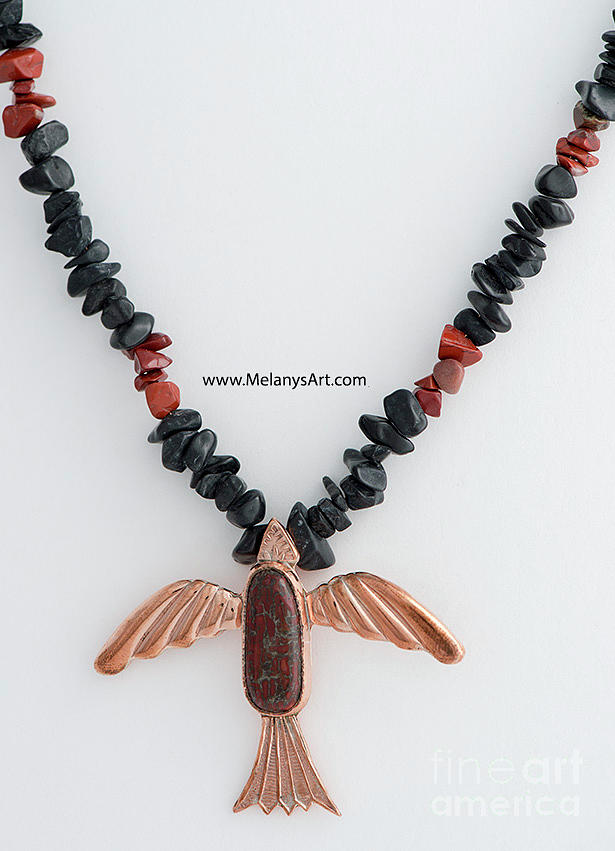 Copper and Dinosaur Bone Pendant Necklace Jewelry by Melany Sarafis