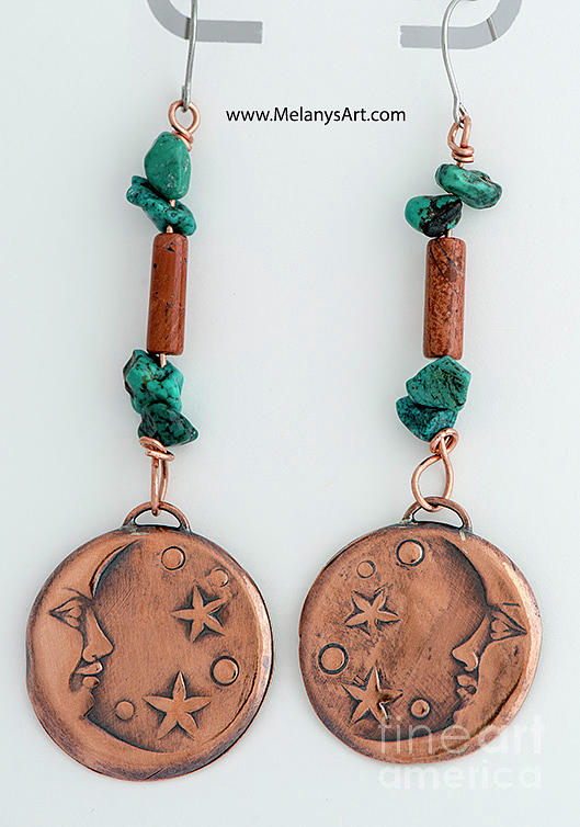 Copper Man in the Moon Earrings Jewelry by Melany Sarafis