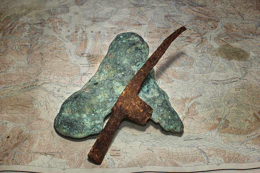 Copper Nugget Rock Hammer and Map Photograph by Fred Denner