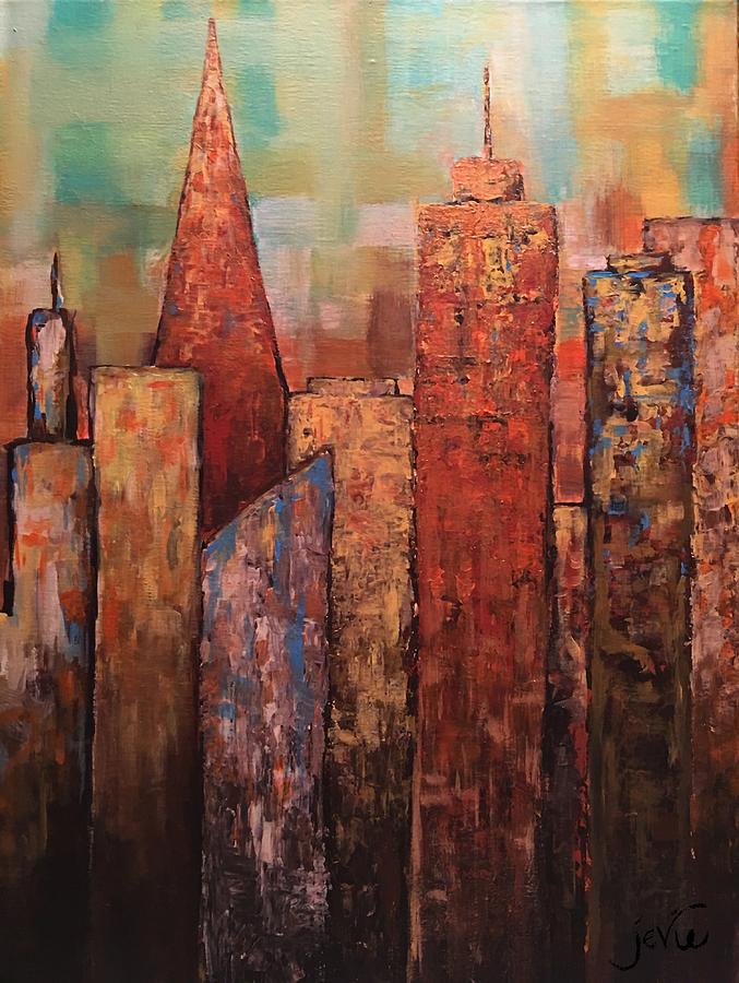 Copper Points, Cityscape Painting Painting by Jevie Stegner Fine Art