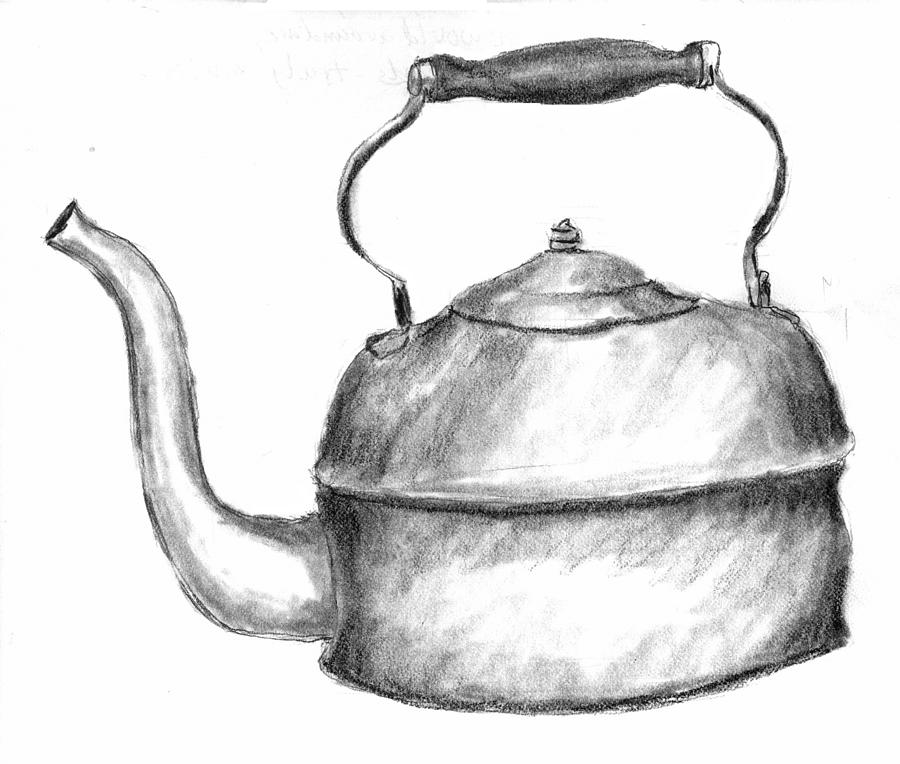 Copper Pot Drawing by Kevin Callahan