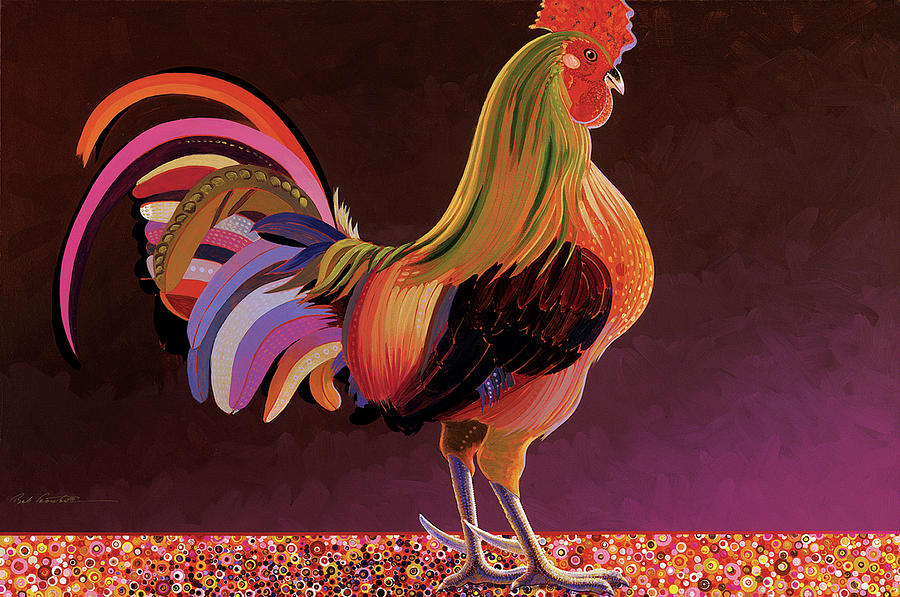 Copper Rooster Painting by Bob Coonts