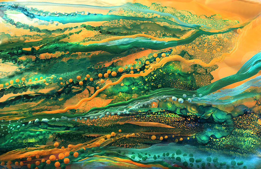 Copper Sea - Horizontal  Mixed Media by Carol Cavalaris