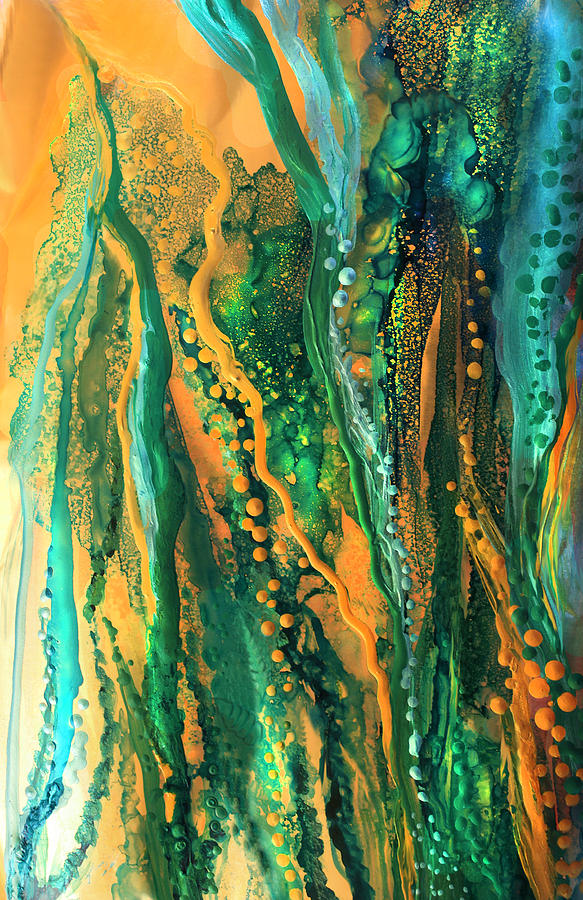 Copper Sea - Vertical Mixed Media by Carol Cavalaris