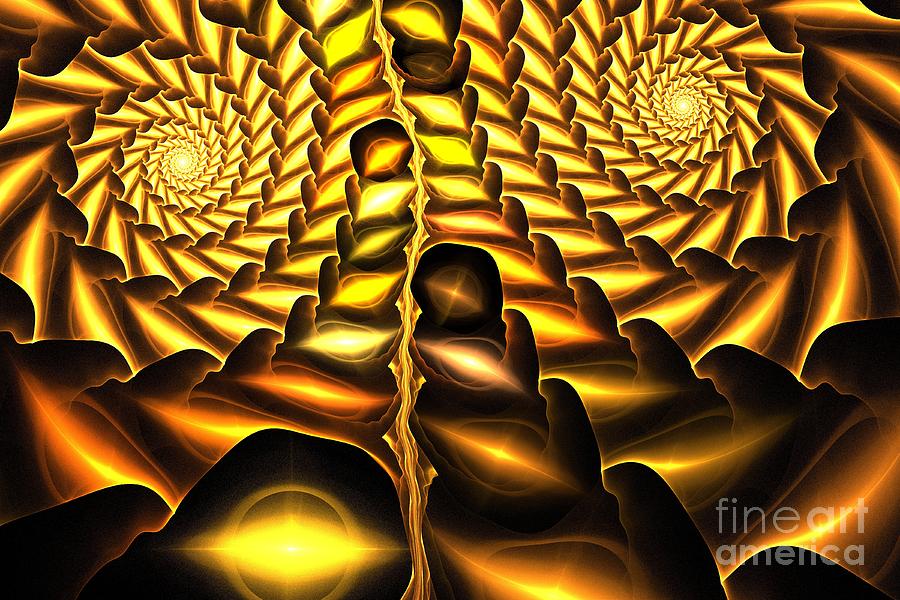Abstract Digital Art - Copper Sun Spirals by Kim Sy Ok