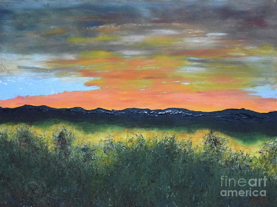Copper Sunset, Mt. Desert Island, Maine  Painting by Barrie Stark