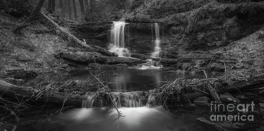 Coppermine Trail Falls Pano BW Photograph by Michael Ver Sprill