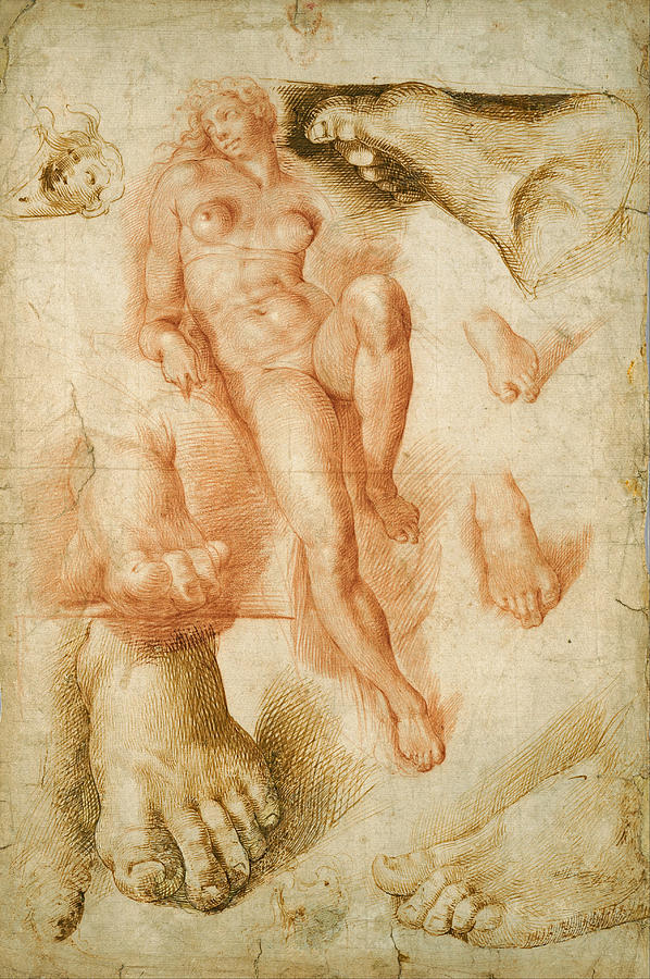 Bartolomeo Passarotti Drawing - Copy after Michelangelos Aurora by Bartolommeo Passerotti
