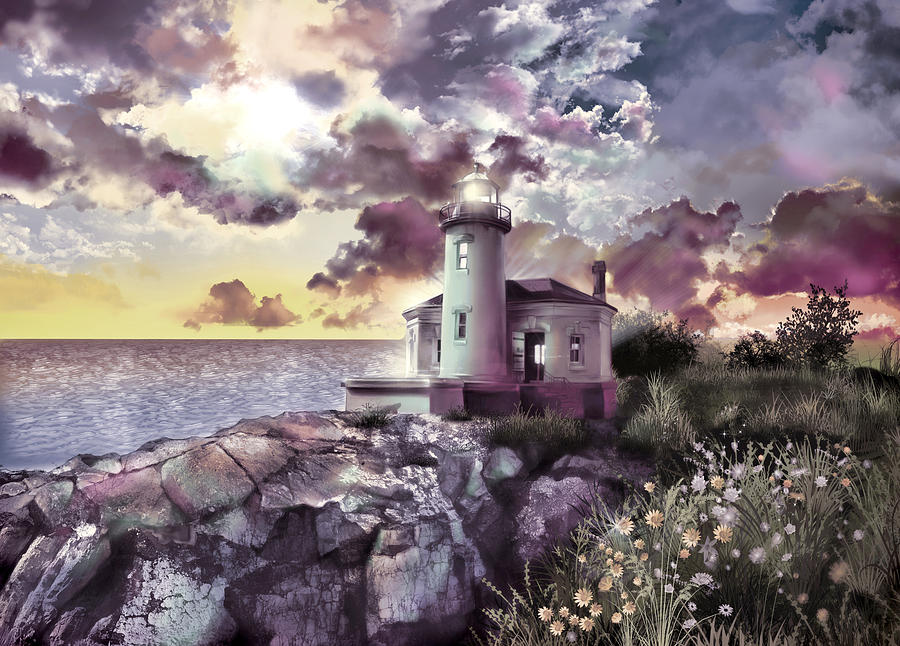 Coquille River Lighthouse 2 Painting by Bekim M