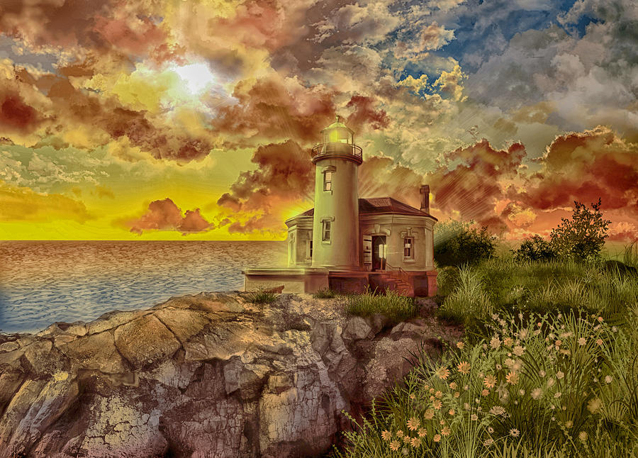Coquille River Lighthouse 4 Painting by Bekim M