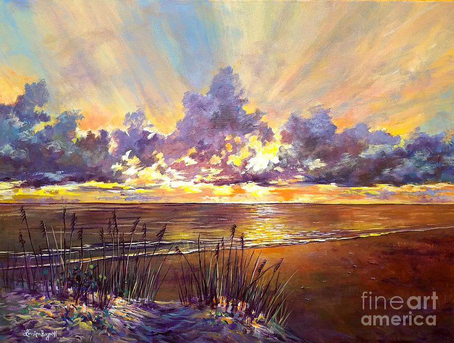 Coquina Beach Sunset Painting by Lou Ann Bagnall