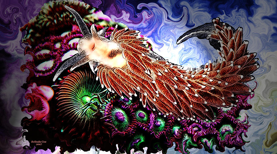 Coral and a Deep Sea Creature Digital Art by Artful Oasis