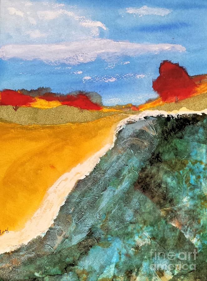 Coral Beach in Fall Painting by Sharon Williams Eng
