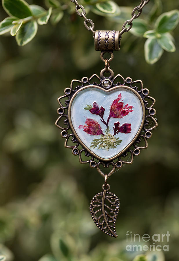 Coral Bell Pressed Flower Pendant by Em Witherspoon Coral Bell Pressed Flower Pendant by Em Witherspoon