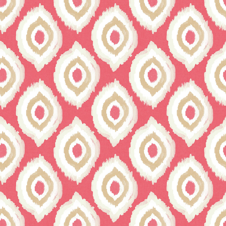 Pattern Mixed Media - Coral Ikat Design- Art by Linda Woods by Linda Woods