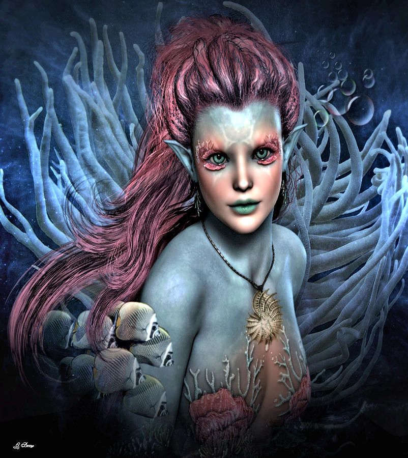 Mermaid Mixed Media - Coral Mermaid 005 by Gayle Berry