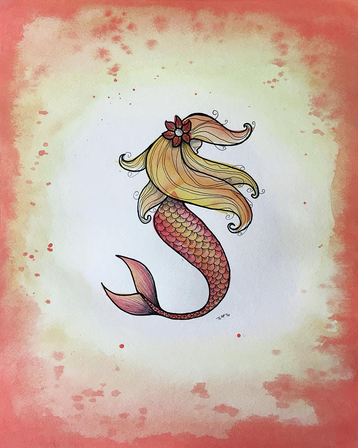 Coral Mermaid Painting by J Olson LaF