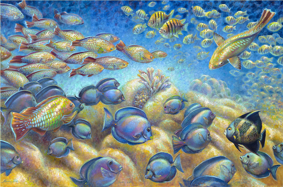 Coral Reef Life Silvers Painting by Nancy Tilles