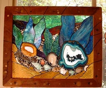 Shell Glass Art - Coral Reef V by Ladonna Idell