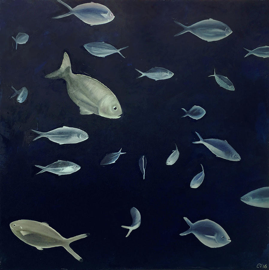 Fish Painting - Corb and Pampanos by Elisenda Vila