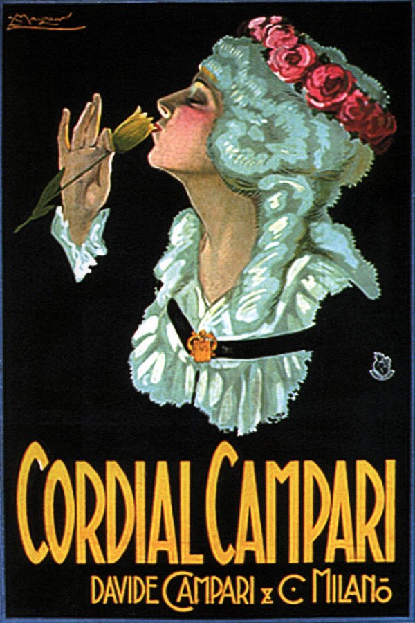 Cordial Campari - Sipping From A Yellow Flower - Vintage Advertising Poster Mixed Media
