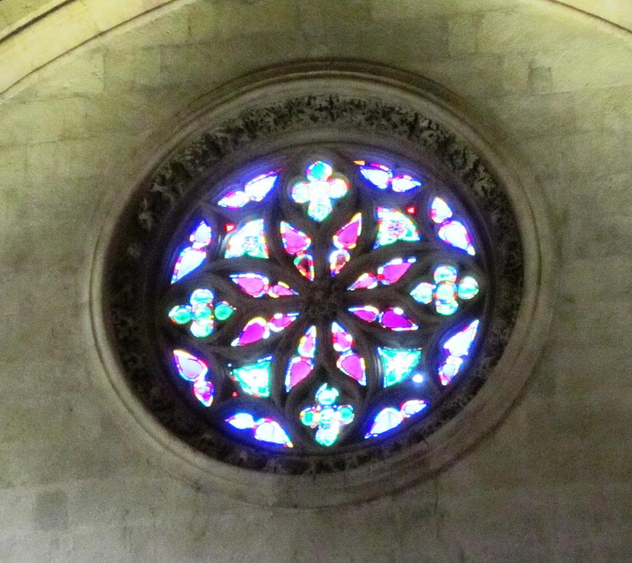 Cordoba Circular Ancient Stained Glass Window Andalusia Spain Photograph by John Shiron