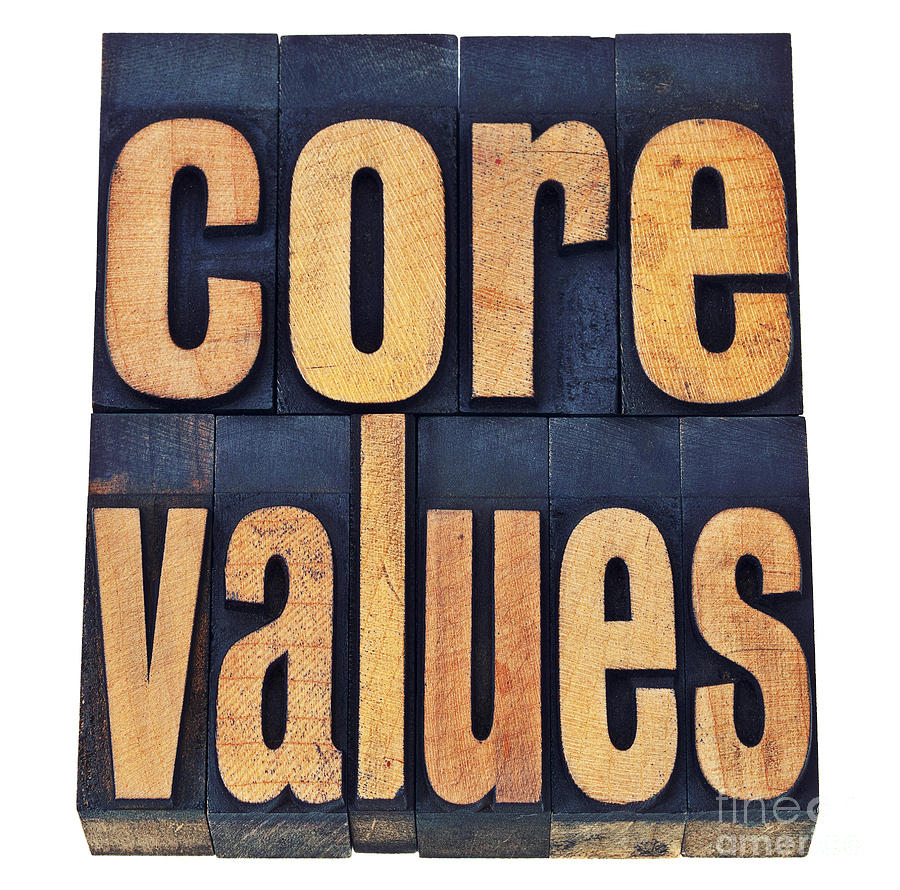 Core Values In Wood Type - Ethics Concept Photograph by Marek Uliasz
