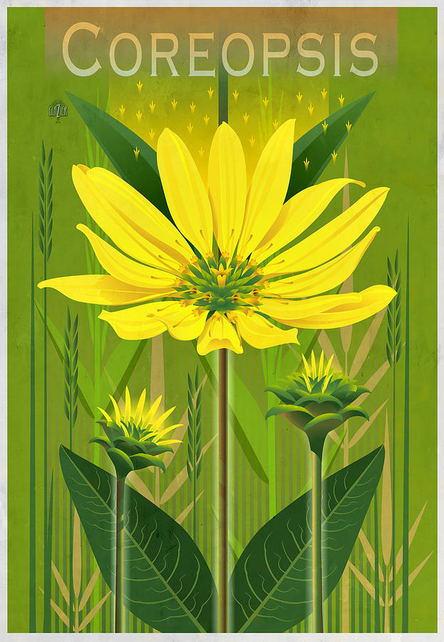 Coreopsis Golden Wave Floral Painting by Garth Glazier