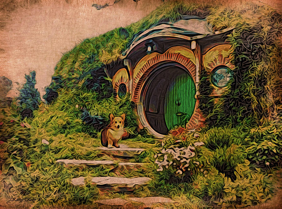 Corgi at Hobbiton Digital Art by Kathy Kelly