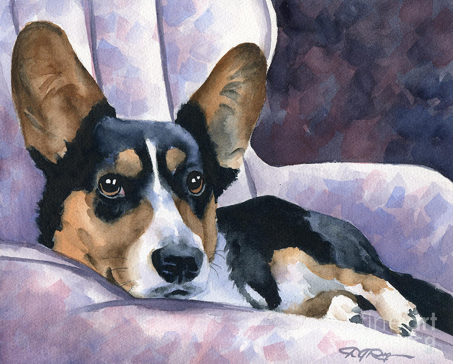 Dog Painting - Corgi by David Rogers