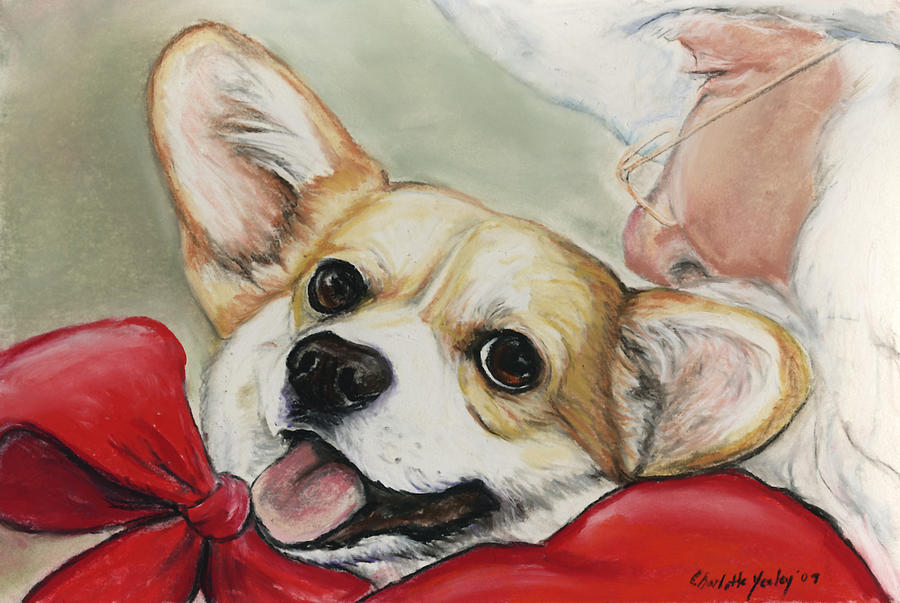 Corgi for Christmas Painting by Charlotte Yealey