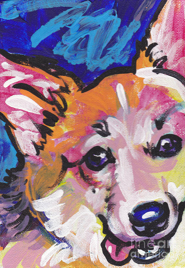 Dog Painting - Corgi Luv by Lea S