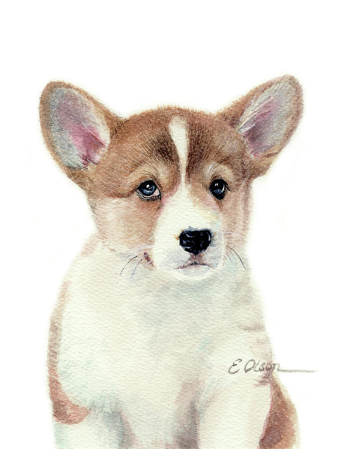 Corgi Pup Painting by Emily Olson