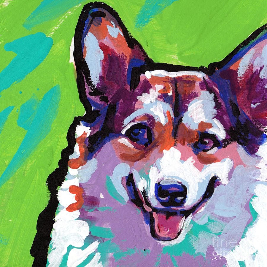 Dog Painting - Corgi Smile by Lea S