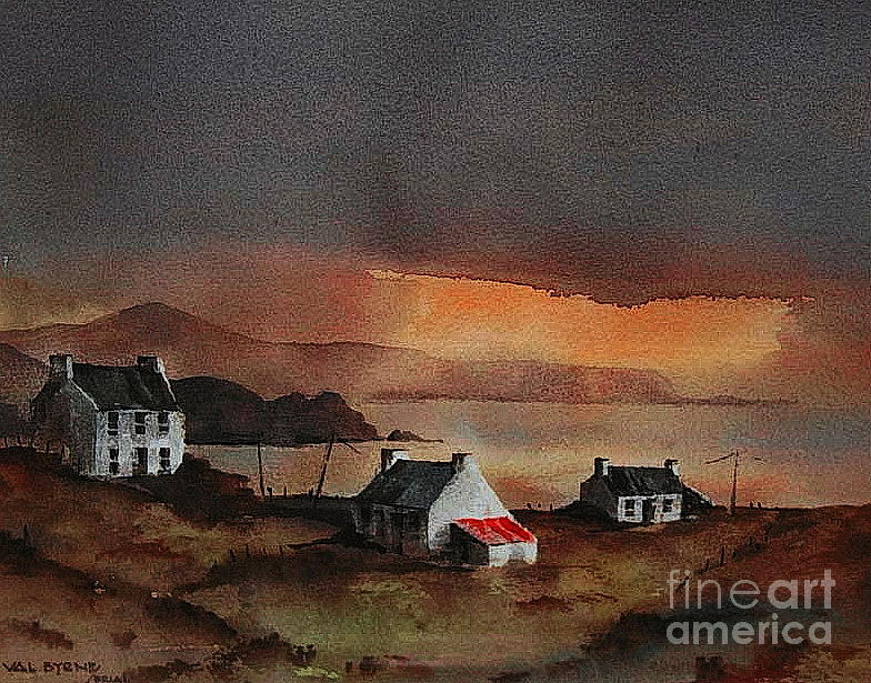 CORK... Beara Sunset near Allihies Painting by Val Byrne