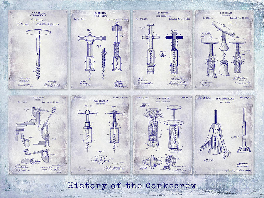 Corkscrew Patent History Blueprint Photograph by Jon Neidert