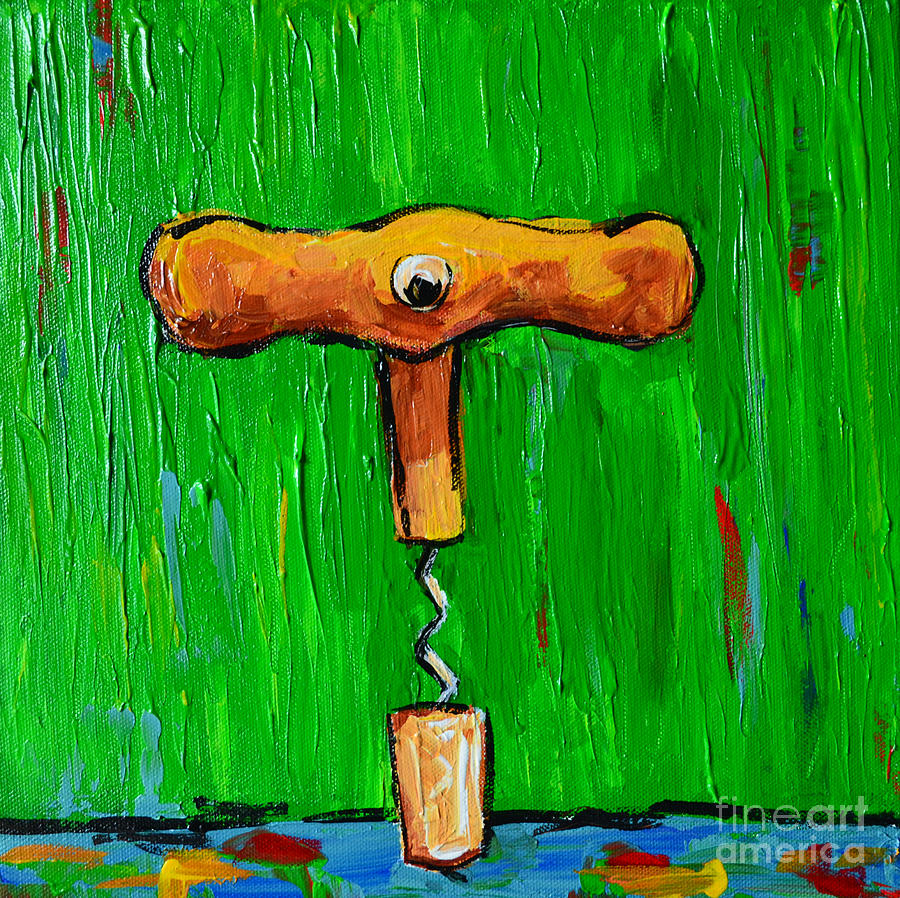 Corkscrew - Tool for Drawing Corks from Wine Bottles Painting by Patricia Awapara