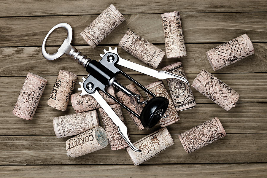 Still Life Photograph - Corkscrew with Wine Corks by Tom Mc Nemar
