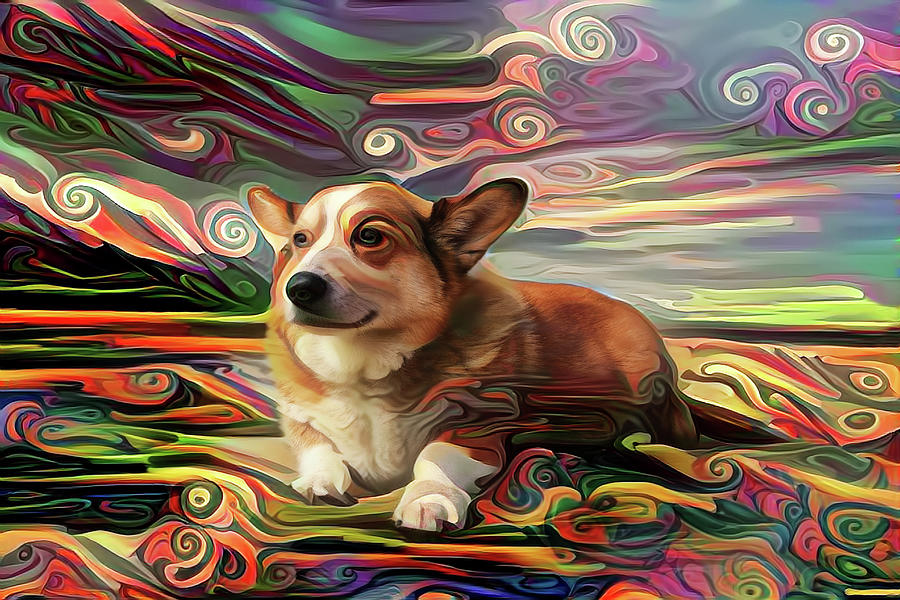 Corky the Corgi at the Beach Digital Art by Peggy Collins