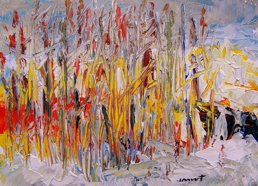 Corn Caught in the Snow Painting by John Williams