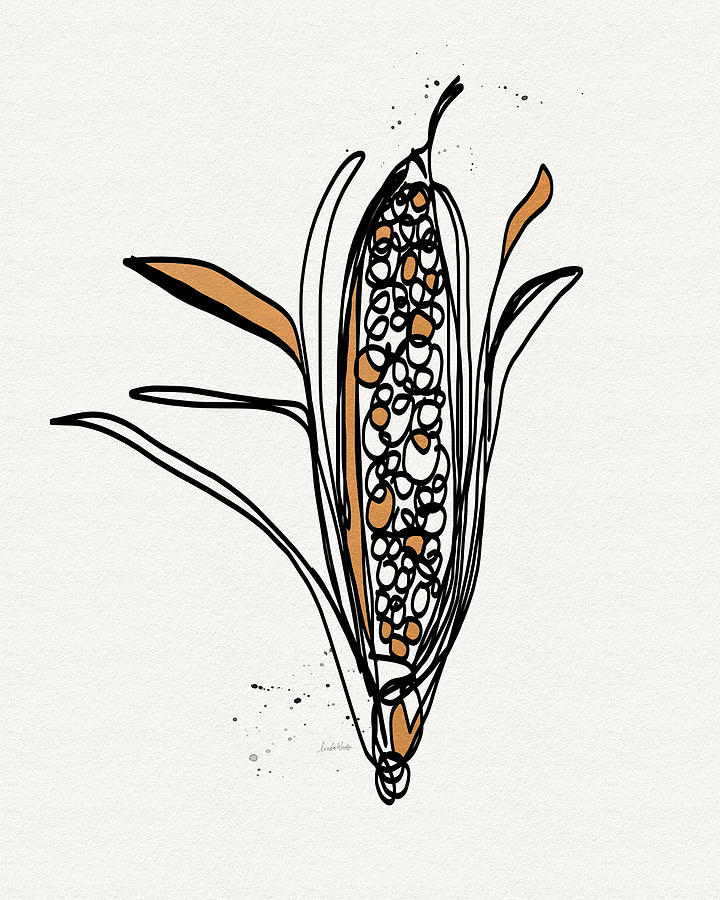 Fall Drawing - corn- contemporary art by Linda Woods by Linda Woods