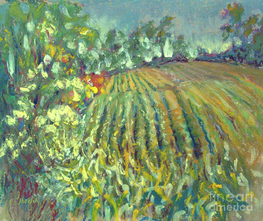 Fall Painting - Cornfield I - After the Rain by Barbara Brozich