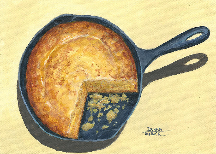Cornbread in a Skillet Painting by Donna Tucker